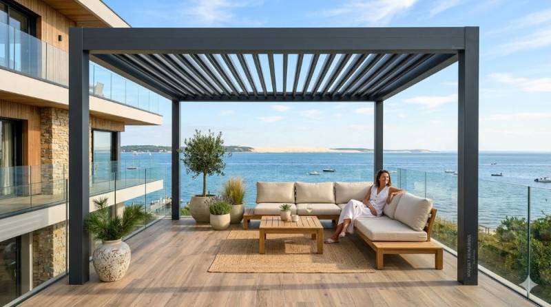 L’excellence d’une pergola bioclimatique sur mesure pour votre villa d’exception en première ligne au Cap Ferret